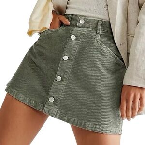 Free People Sage Green Corduroy Short Skirt Size 4
